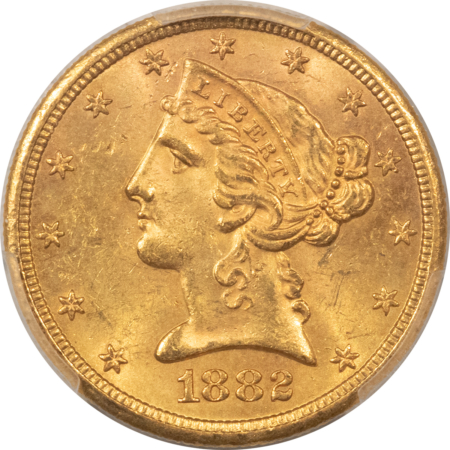 $5 1882-S $5 LIBERTY GOLD, PCGS MS-63, A FLASHY & CHOICE EXAMPLE!