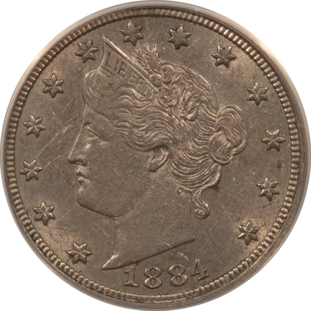 Liberty Nickels 1884 LIBERTY NICKEL, CLEANED – ANACS AU-55 DETAILS, GREAT LOOK!