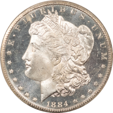 Dollars 1884-CC $1 MORGAN DOLLAR – PCGS MS-65 DMPL, DEEP MIRROR PROOFLIKE CARSON CITY!