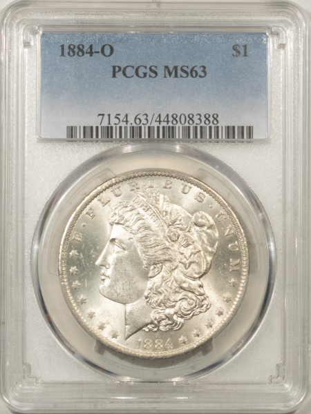Morgan Dollars 1884-O $1 MORGAN DOLLAR – PCGS MS-63, BLAST WHITE!