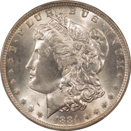 Dollars 1884-O MORGAN DOLLAR $1, PCGS MS-65, 100% ORIGINAL WHITE W/ A CLEAN CHEEK; PQ!