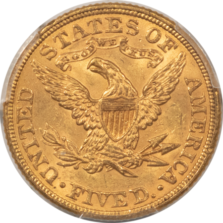 $5 1885 $5 LIBERTY GOLD, PCGS MS-62 CAC, “FAIRMONT COLLECTION”-FRESH & CHOICE!