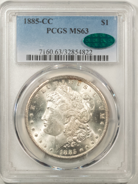 CAC Approved Coins 1885-CC $1 MORGAN DOLLAR PCGS MS-63 BLAST WHITE CHOICE CAC APPROVED CARSON CITY!
