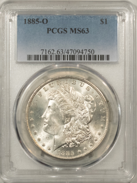 Morgan Dollars 1885-O $1 MORGAN DOLLAR – PCGS MS-63 FRESH WHITE!