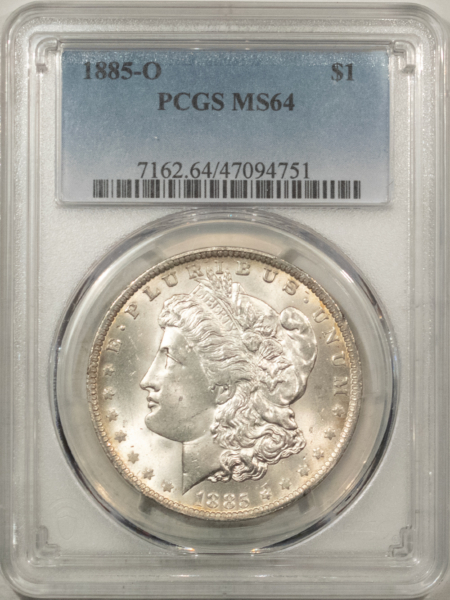 Morgan Dollars 1885-O $1 MORGAN DOLLAR – PCGS MS-64, BLAST WHITE & PQ!
