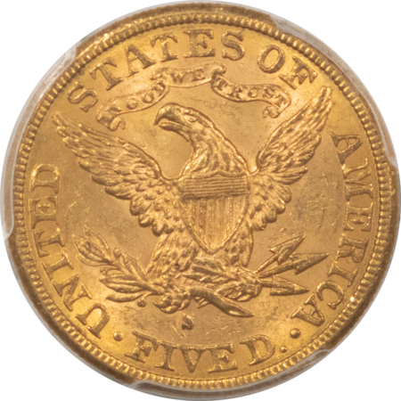 $5 1886-S $5 LIBERTY GOLD, PCGS MS-62; FRESH & ORIGINAL!