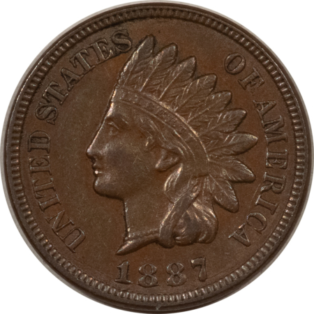 Indian 1887 INDIAN CENT – NEARLY UNCIRCULATED, REALLY STONG REVERSE DIE CRACKS & CUDS!