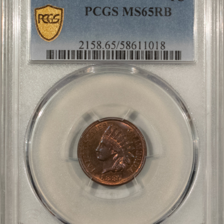 Indian 1887 INDIAN CENT, PCGS MS-65 RB-A FRESH GEM!