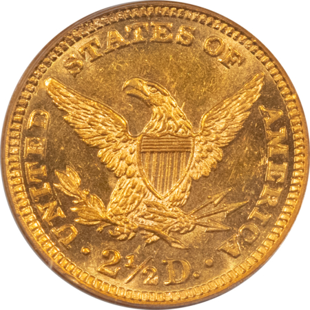 $2.50 1887 $2.50 LIBERTY GOLD QUARTER EAGLE – PCGS MS-62 OGH, MINTAGE 6160! TOUGH DATE
