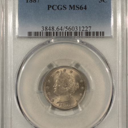 Liberty Nickels 1887 LIBERTY NICKEL – PCGS MS-64, FRESH & FLASHY!