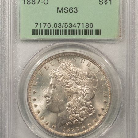 Morgan Dollars 1887-O $1 MORGAN DOLLAR – PCGS MS-63, FRESH! OLD GREEN HOLDER!