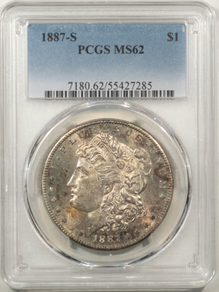 Morgan Dollars 1887-S $1 MORGAN DOLLAR – PCGS MS-62 PLEASING ORIGINAL