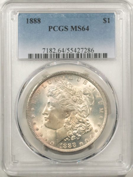 Morgan Dollars 1888 $1 MORGAN DOLLAR – PCGS MS-64, ATTRACTIVE & PQ! LOOKS GEM!