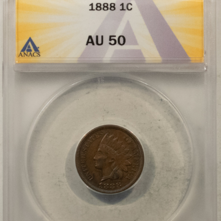 Indian 1888 INDIAN CENT – ANACS AU-50
