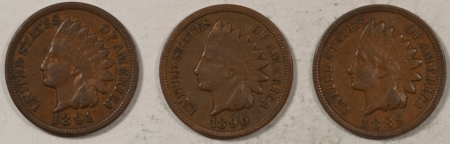 Indian 1889 1890 1891 INDIAN CENTS, LOT/3 – HIGH GRADE EXAMPLES!