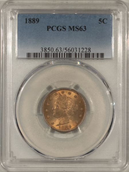 Liberty Nickels 1889 LIBERTY NICKEL – PCGS MS-63, PRETTY!