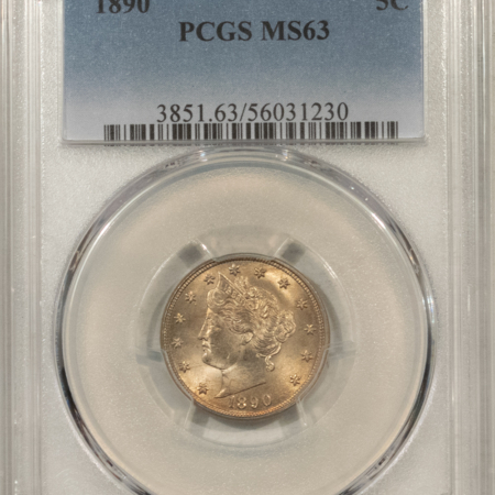 Liberty Nickels 1890 LIBERTY NICKEL – PCGS MS-63, LUSTROUS & PREMIUM QUALITY!