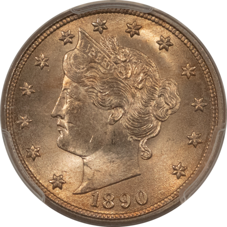 Liberty Nickels 1890 LIBERTY NICKEL – PCGS MS-63, LUSTROUS & PREMIUM QUALITY!