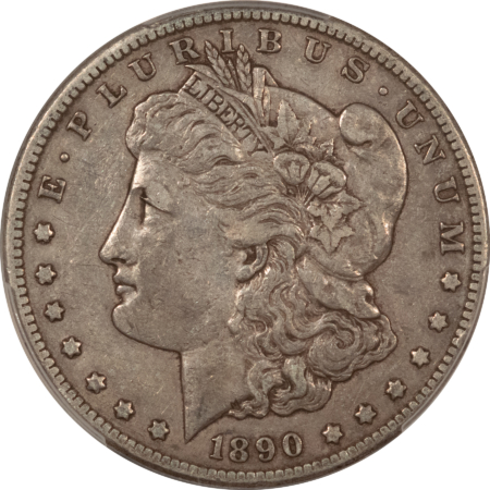 CAC Approved Coins 1890-CC $1 MORGAN DOLLAR, TAILBAR – PCGS VF-35 CAC, ORIGINAL, PQ, CARSON CITY!