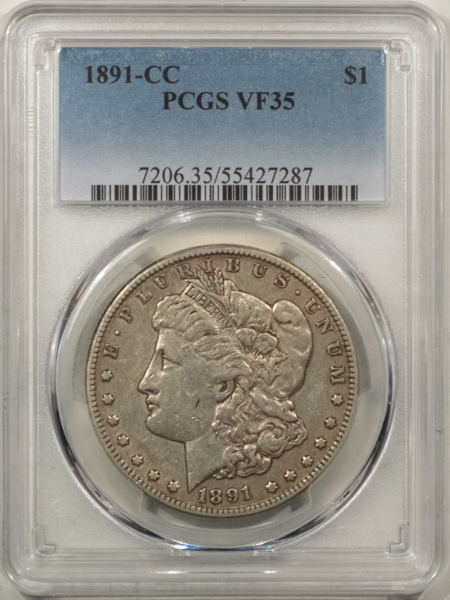 Morgan Dollars 1891-CC $1 MORGAN DOLLAR – PCGS VF-35, CARSON CITY!