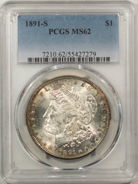 Morgan Dollars 1891-S $1 MORGAN DOLLAR – PCGS MS-62, FLASHY & ATTRACTIVE