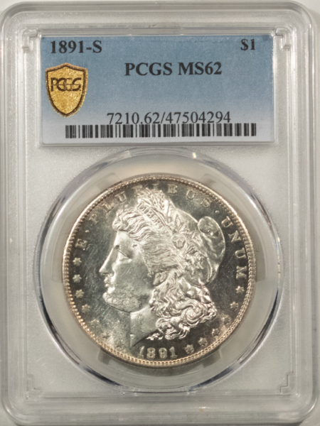 Morgan Dollars 1891-S $1 MORGAN DOLLAR – PCGS MS-62 BLAST WHITE W/ REFLECTIVE SURFACES
