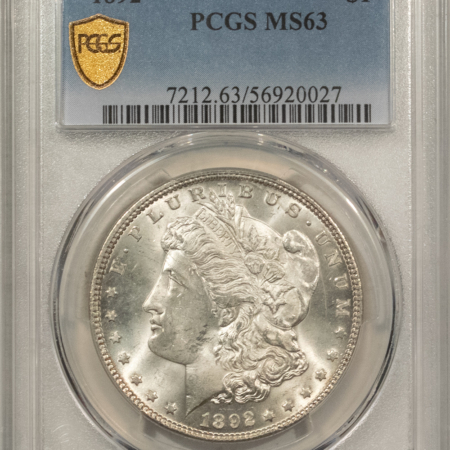 Morgan Dollars 1892 $1 MORGAN DOLLAR – PCGS MS-63, BLAST WHITE & CHOICE