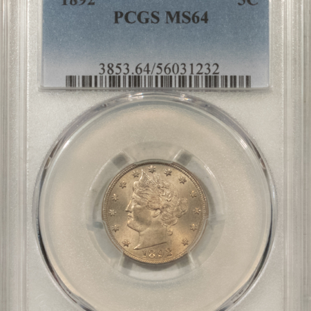 Liberty Nickels 1892 LIBERTY NICKEL – PCGS MS-64, PREMIUM QUALITY!