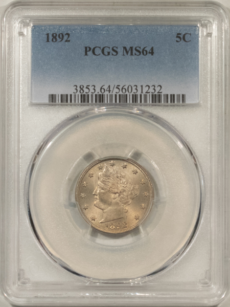 Liberty Nickels 1892 LIBERTY NICKEL – PCGS MS-64, PREMIUM QUALITY!
