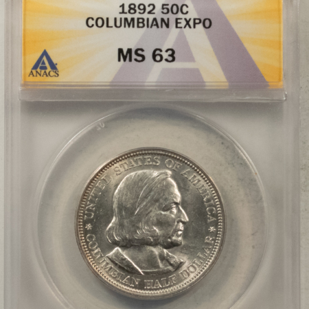 New Certified Coins 1892 COLUMBIAN EXPO COMMEMORATIVE HALF DOLLAR – ANACS MS-63