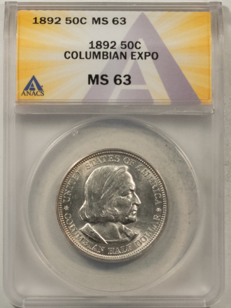 New Certified Coins 1892 COLUMBIAN EXPO COMMEMORATIVE HALF DOLLAR – ANACS MS-63