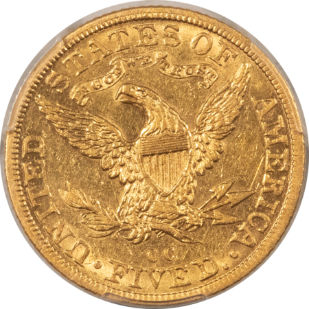$5 1892-CC $5 LIBERTY GOLD HALF EAGLE – PCGS AU-53, CARSON CITY!