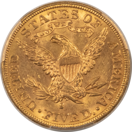 $5 1892-S $5 LIBERTY GOLD, PCGS MS-63 CAC “FAIRMONT COLLECTION” BETTER DATE!