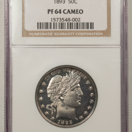 Barber Halves 1893 PROOF BARBER HALF DOLLAR – NGC PR-64 CAMEO, PRETTY & PREMIUM QUALITY!