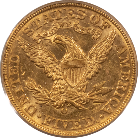 $5 1893-O $5 LIBERTY GOLD, PCGS MS-61, FROSTY AND VERY NICE FOR THE ASSIGNED GRADE!