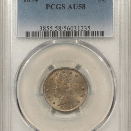 Liberty Nickels 1894 LIBERTY NICKEL – PCGS AU-58, LOOKS CHOICE & PREMIUM QUALITY!