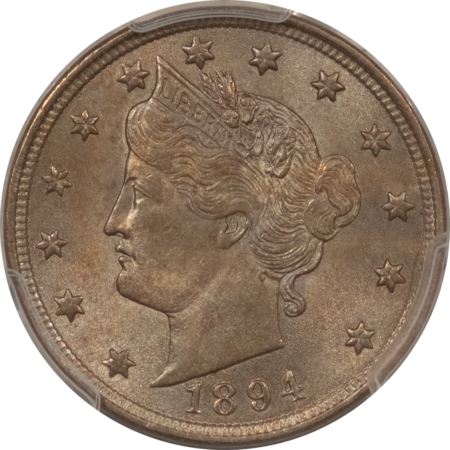 Liberty Nickels 1894 LIBERTY NICKEL – PCGS AU-58, LOOKS CHOICE & PREMIUM QUALITY!