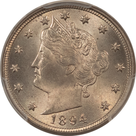 Liberty Nickels 1894 LIBERTY NICKEL – PCGS MS-64, CREAMY LUSTER! TOUGH DATE!