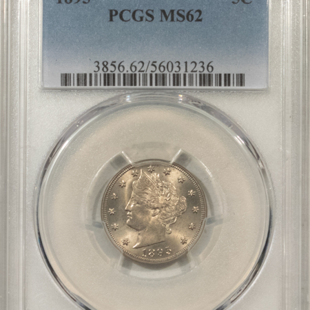 Liberty Nickels 1895 LIBERTY NICKEL – PCGS MS-62, BLAZING LUSTER!