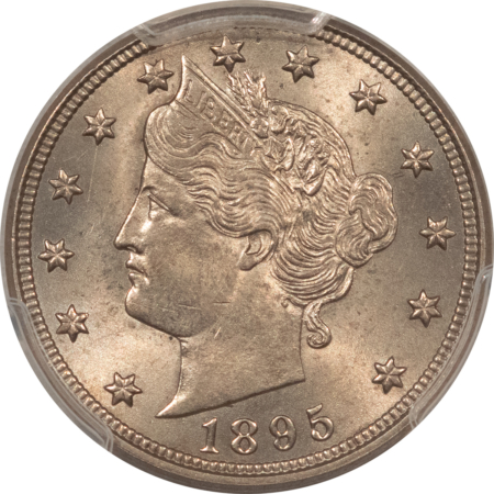 Liberty Nickels 1895 LIBERTY NICKEL – PCGS MS-62, BLAZING LUSTER!