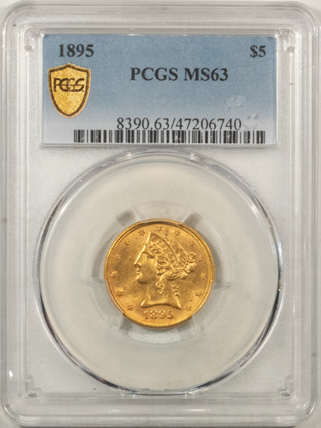 $5 1895 $5 LIBERTY GOLD HALF EAGLE – PCGS MS-63