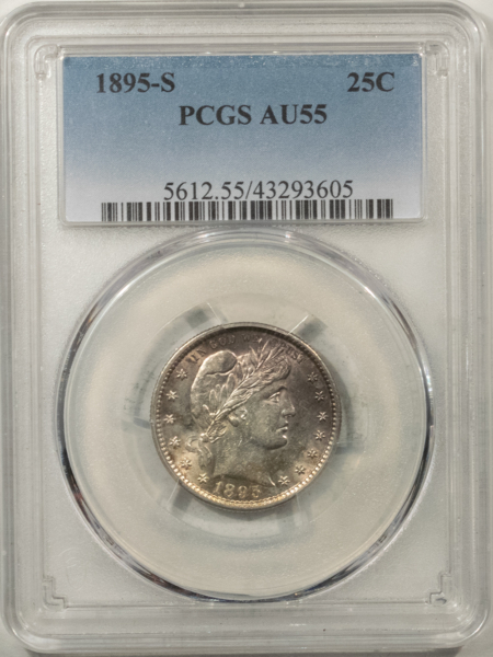 Barber Quarters 1895-S BARBER QUARTER – PCGS AU-55, TOUGH!
