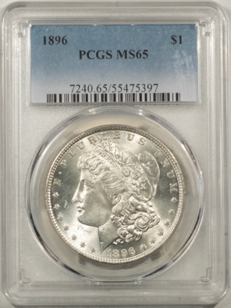 Morgan Dollars 1896 $1 MORGAN DOLLAR – PCGS MS-65 BLAZING WHITE GEM!