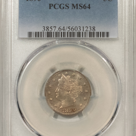 Liberty Nickels 1896 LIBERTY NICKEL – PCGS MS-64, ORIGINAL AND LUSTROUS!