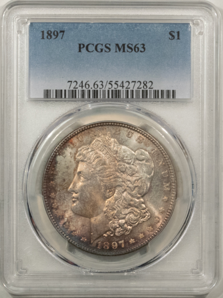 Morgan Dollars 1897 $1 MORGAN DOLLAR – PCGS MS-63, PRETTY & PREMIUM QUALITY!