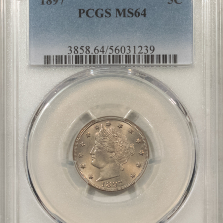 Liberty Nickels 1897 LIBERTY NICKEL – PCGS MS-64, SMOOTH AND NICE!