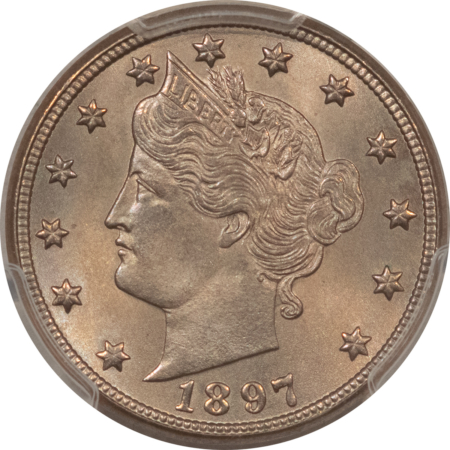 Liberty Nickels 1897 LIBERTY NICKEL – PCGS MS-64, SMOOTH AND NICE!