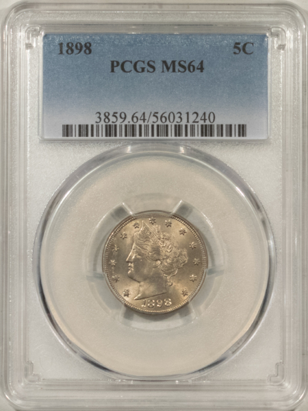 Liberty Nickels 1898 LIBERTY NICKEL – PCGS MS-64, LUSTROUS!