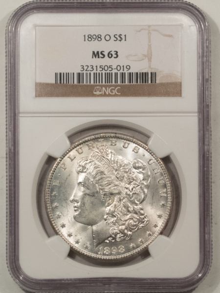 Morgan Dollars 1898-O $1 MORGAN DOLLAR – NGC MS-63, WHITE & FLASHY