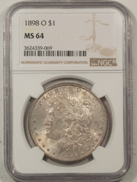 Morgan Dollars 1898-O $1 MORGAN DOLLAR – NGC MS-64, TONED!